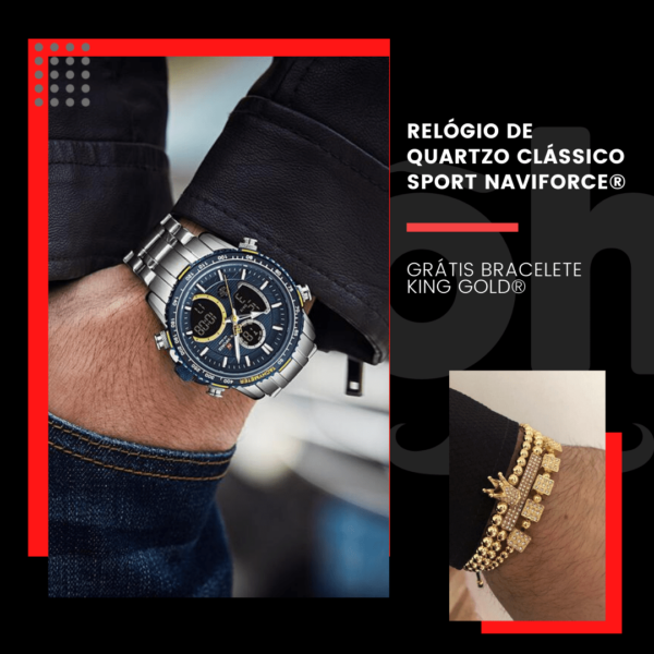 Relógio de Quartzo Clássico Sport Naviforce® GRÁTIS Bracelete King Gold® - Loja Oficial | XploudShop