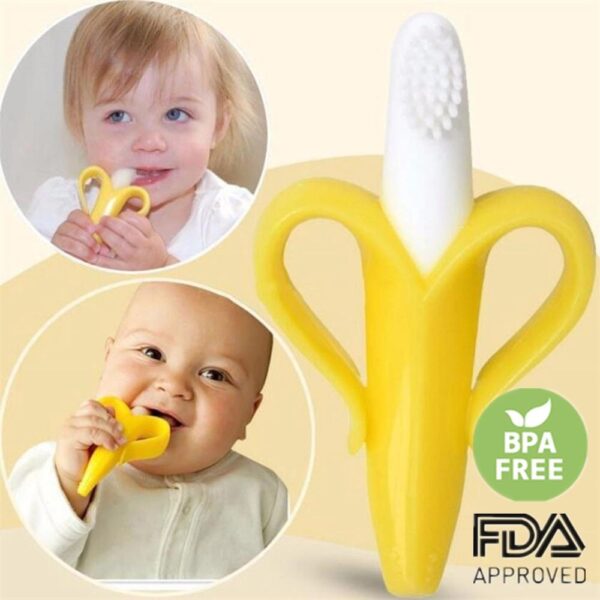 Massageador de Gengiva e Escova Dental Infantil Banana Amarela - Loja Oficial | XploudShop