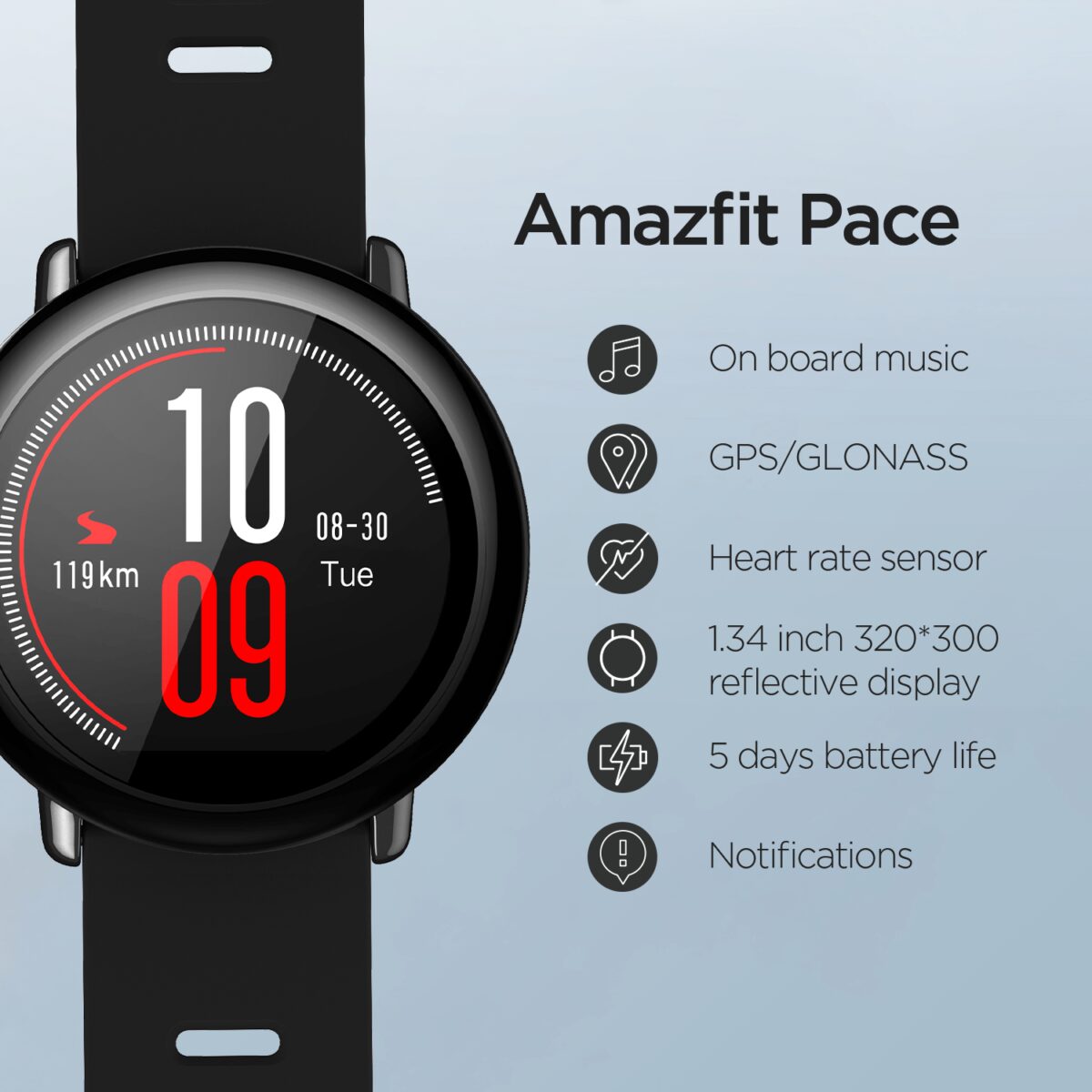 Amazfit Pace A612 Xiaomi Relógio Smartwatch Bluetooth GPS MP3 Resistente Água - Loja Oficial | XploudShop