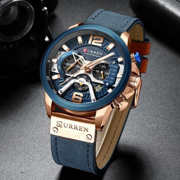 Relógio de Quartzo Leather Luxury Curren® GRÁTIS Bracelete King Gold® - Loja Oficial | XploudShop