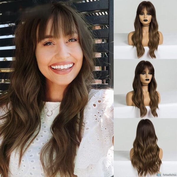 Front Lace Wig Fashion Franja Castanho Claro 65cm - Loja Oficial | XploudShop