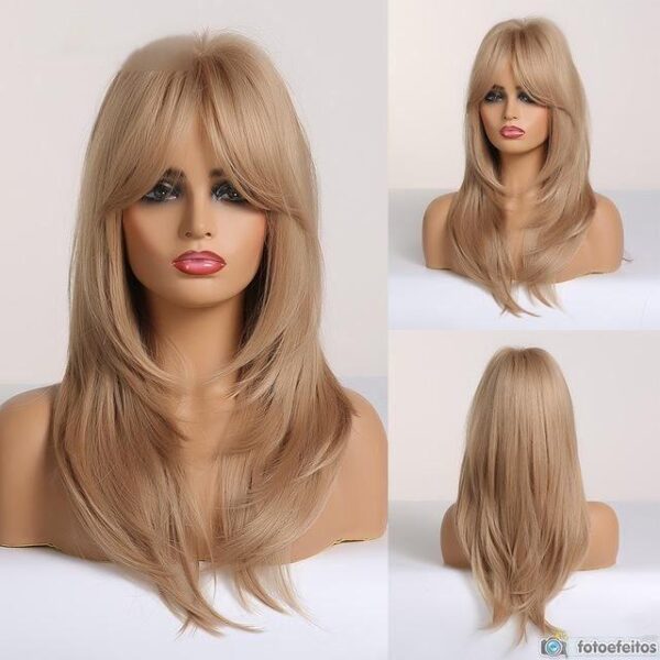 Front Lace Wig Fashion Franja Loiro Mel 55cm Loja Oficial Xploudshop