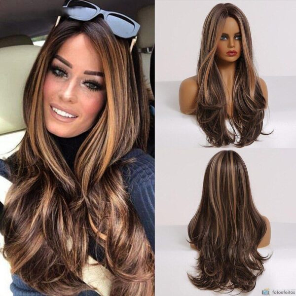 Front Lace Wig Fashion Chocolate com Mechas 65cm - Loja Oficial | XploudShop