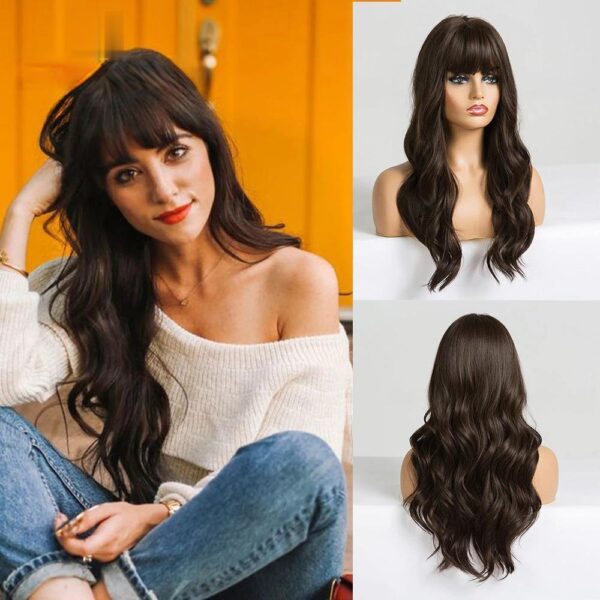 Front Lace Wig Fashion Franja Castanho Médio 65cm - Loja Oficial | XploudShop