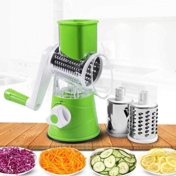 RoundSlicer - Cortador Fatiador e Ralador de Verduras Frutas e Legumes 3 em 1 Aço Inoxidável Lâmina Tripla - Loja Oficial | XploudShop